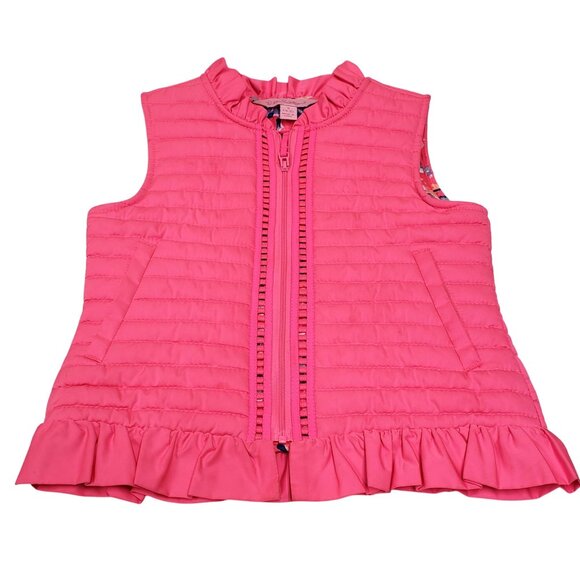 Lilly Pulitzer Other - Lilly Pulitzer Girls Pink Quilted Ruffle Vest Size Small 4-5